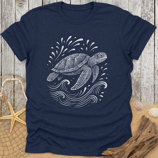 Sea Turtle Line Art T-Shirt